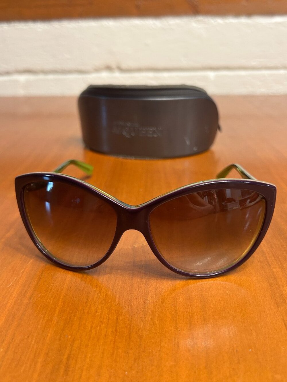 Alexander McQueen Cat-eye Sunglasses Purple & Green w/ Case